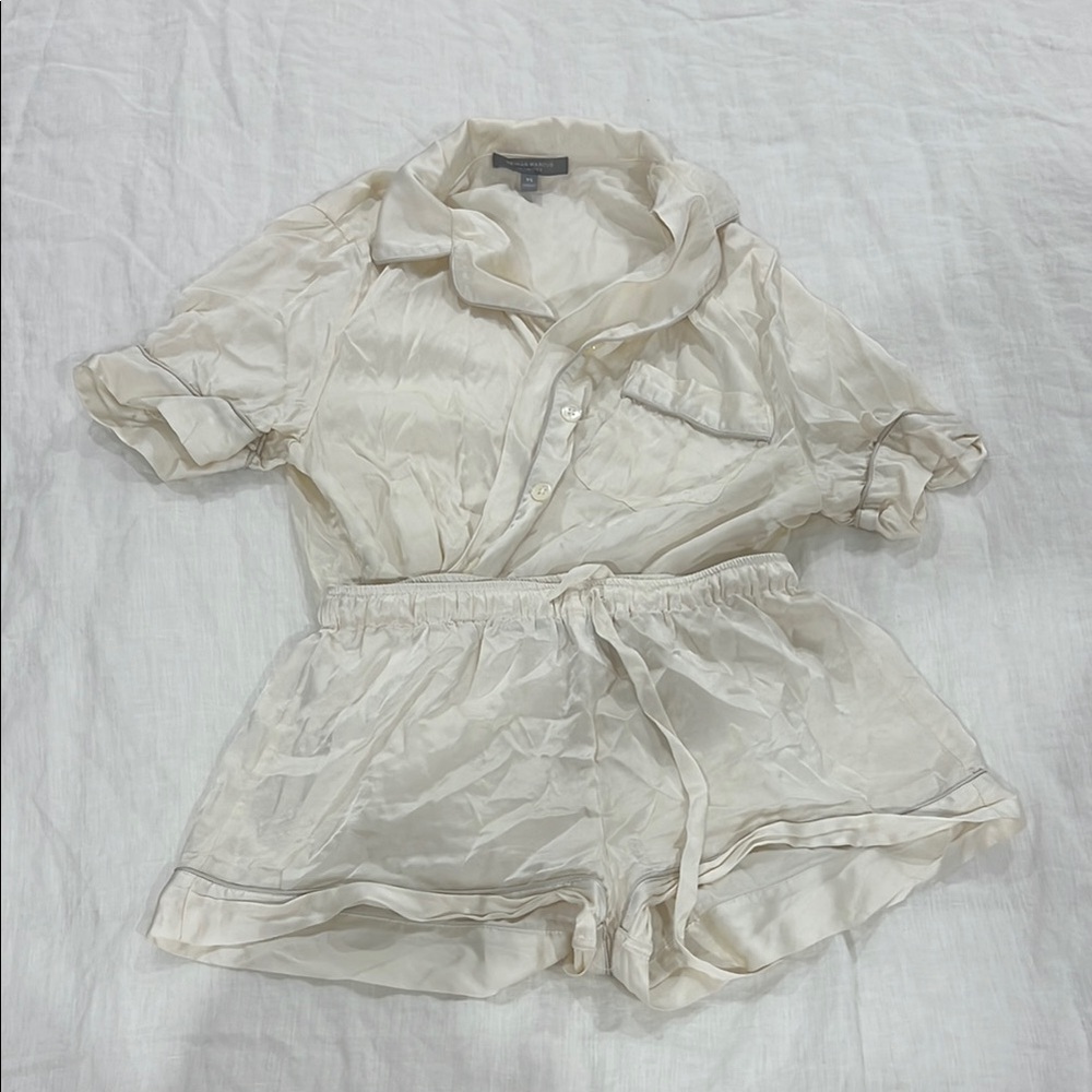 Neiman Marcus XS Bridal Elegant Cream White Silk Pajama Set